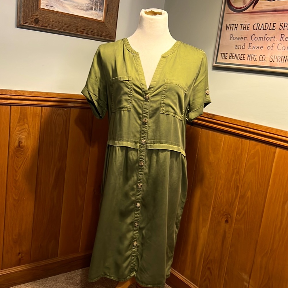Nicole Miller New York Size L Army green dress